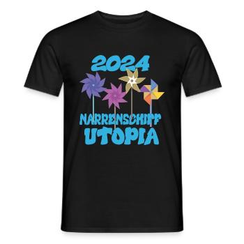 Ship of Fools Utopia 2024 - Dates - Men's T-Shirt - black - Front - AI Model Male 178 light (178cm)