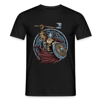 Barbe de hache guerrière viking - T-shirt homme - noir - Devant - AI Model Male 178 light (178cm)