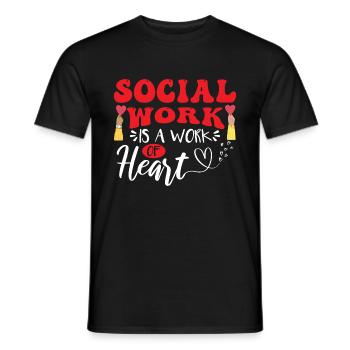 Social Work Is A Work Of Heart - Men's T-Shirt - black - Front - AI Model Male 178 light (178cm)