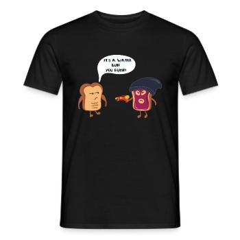 Toastgangster - Wasserpistole - Lustiges Bild - Männer T-Shirt - Schwarz - Vorne - AI Model Male 178 light (178cm)