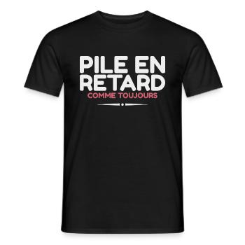 Pile En Retard Comme Toujours Citation Humoristiqu - T-shirt homme - noir - Devant - AI Model Male 178 light (178cm)