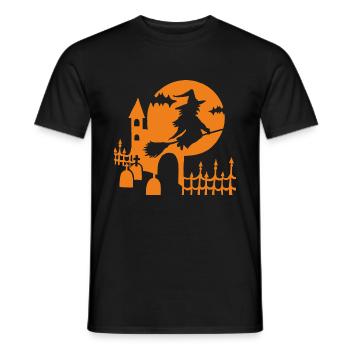 Halloween - Sorcière Cimetière - Orange - T-shirt homme - noir - Devant - AI Model Male 178 light (178cm)