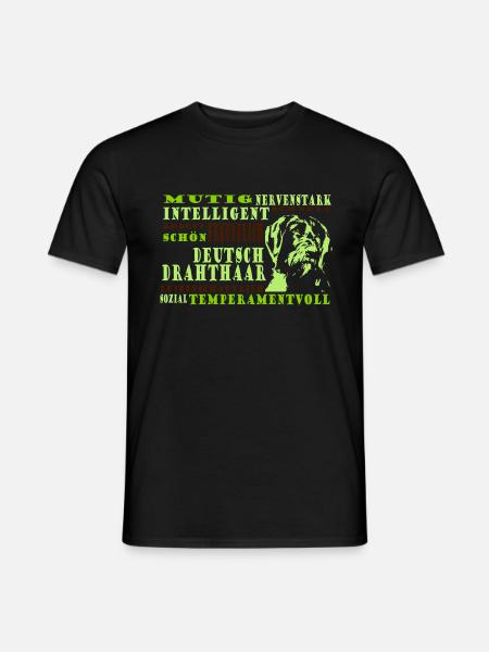 Deutsch Drahthaar Schriftzug mit Portrait - Männer T-Shirt - Schwarz