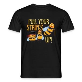 Pull Your Stripes Up | Funny Bee Clothing - Men's T-Shirt - black - Front - AI Model Male 178 light (178cm)