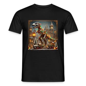 Steampunk T-Rex Dinosaurier Weihnachten Dino - Männer T-Shirt - Schwarz - Vorne - AI Model Male 178 light (178cm)
