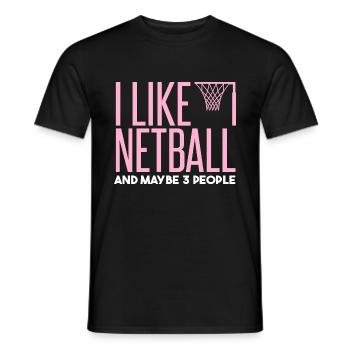 Ich mag Netball und vielleicht 3 Leute - Männer T-Shirt - Schwarz - Vorne - AI Model Male 178 light (178cm)