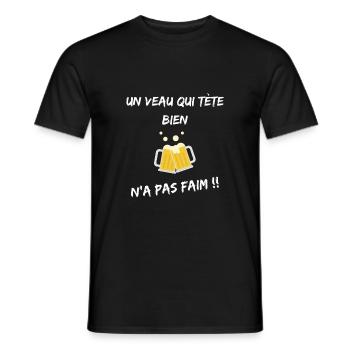 Un veau qui tete bien, citation drole paysan - T-shirt homme - noir - Devant - AI Model Male 178 light (178cm)