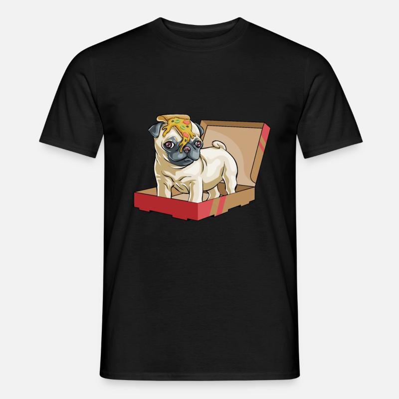 Mops Pizza - Männer T-Shirt - Schwarz