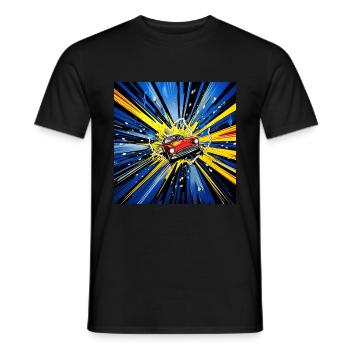 Pop art racing cars in comic style - Men's T-Shirt - black - Front - AI Model Male 178 light (178cm)