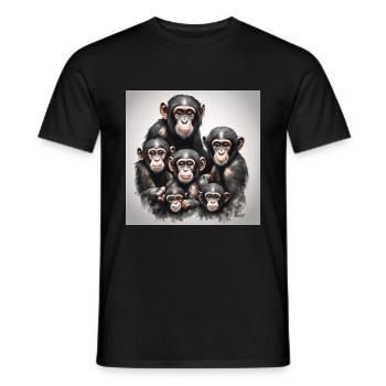 Chimpanzee family picture - Men's T-Shirt - black - Front - AI Model Male 178 light (178cm)