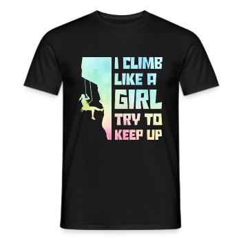 I Climb Like A Girl Try To Keep Up Bouldering Clim - Männer T-Shirt - Schwarz - Vorne - AI Model Male 178 light (178cm)