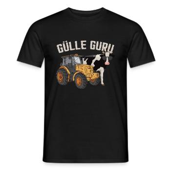 Cow Tractor Funny Farmer Manure - Men's T-Shirt - black - Front - AI Model Male 178 light (178cm)