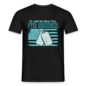 In June We Wear Teal PTSD Awareness - Men's T-Shirt - black - Front - AI Model Male 178 light (178cm)