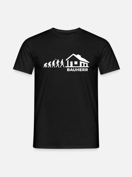 Evolution - Bauherr - Haus - bauen - EFH - Männer T-Shirt - Schwarz
