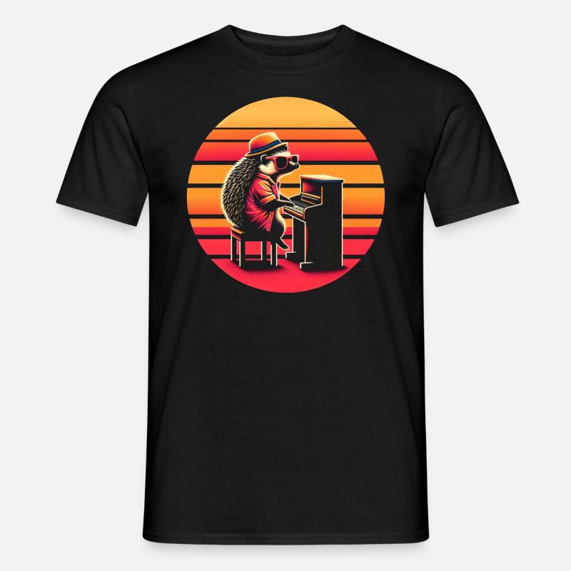 Igel Klavier - Männer T-Shirt - Schwarz