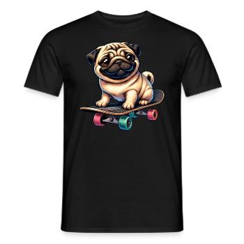 Skateboard Pug, Dog Skateboarder - Men's T-Shirt - black - Front - AI Model Male 178 light (178cm)