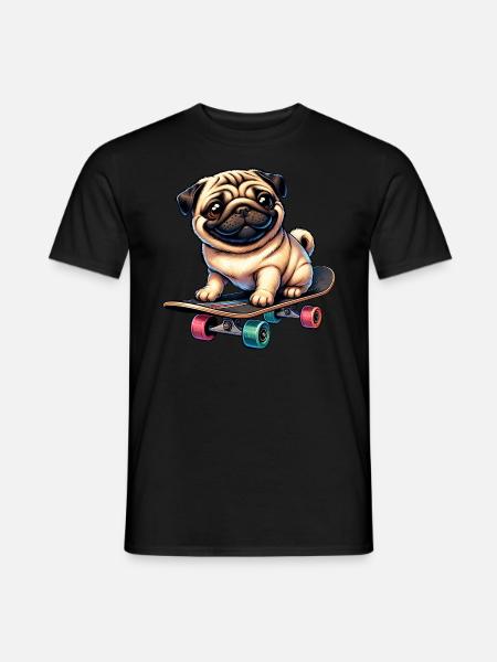 Skateboard Mops, Hund Skateboarder - Mænd T-shirt - sort