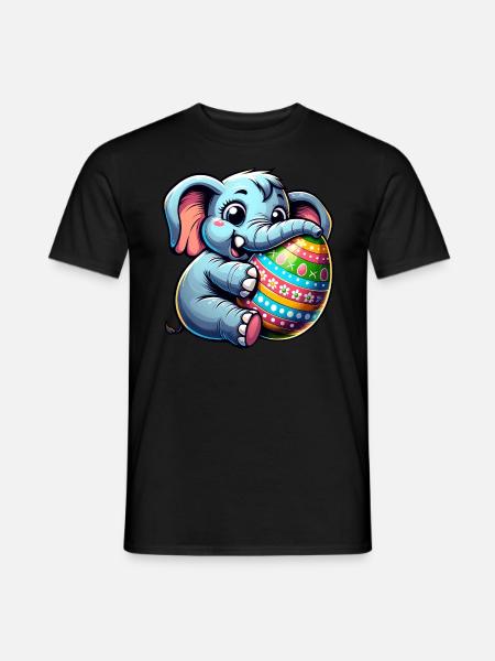 Elefant Umarmt Osterei Osterliebe - Männer T-Shirt - Schwarz
