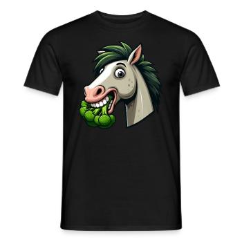Chien Cheval Brocoli Cheveux Verts Vegan - T-shirt homme - noir - Devant - AI Model Male 178 light (178cm)