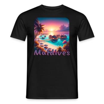 Maldives Vacation Beach Sunset Palm Trees - Men's T-Shirt - black - Front - AI Model Male 178 light (178cm)