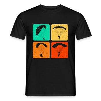 Retro Graphic Paragliding Paraglider Parachute Sky - Männer T-Shirt - Schwarz - Vorne - AI Model Male 178 light (178cm)