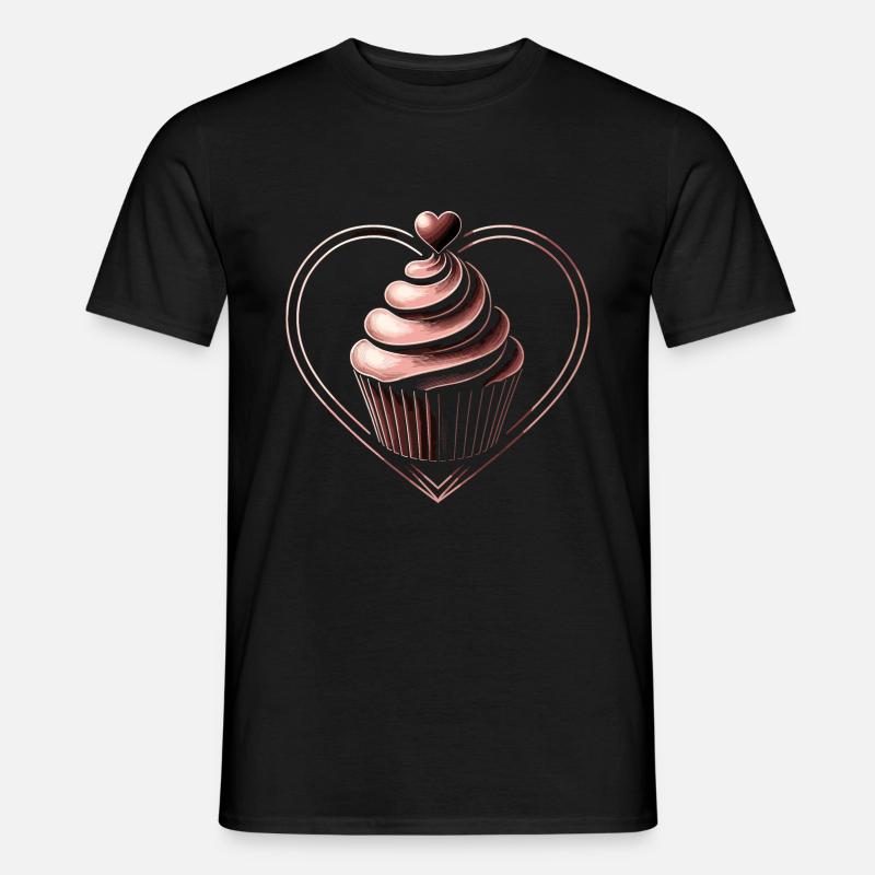 Cupcake Chocolate Heart Baker Baking Bake Cupcakes - Men's T-shirt - black