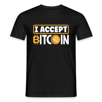 I Accept Bitcoin Cryptocurrency Trading Coin BTC - Männer T-Shirt - Schwarz - Vorne - AI Model Male 178 light (178cm)