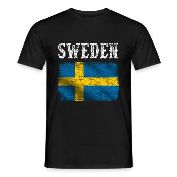 Sweden,Schweden Flagge Vintage look - Männer T-Shirt - Schwarz - Vorne - AI Model Male 178 light (178cm)