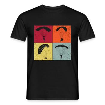 Retro Graphic Paragliding Paraglider Parachute Sky - Männer T-Shirt - Schwarz - Vorne - AI Model Male 178 light (178cm)