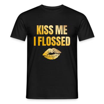 Kiss Me I Flossed Dentist Dental Hygienist Dentist - Men's T-Shirt - black - Front - AI Model Male 178 light (178cm)