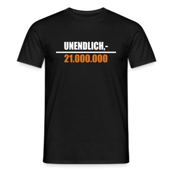 Unendlich geteilt durch 21 Millionen - Männer T-Shirt - Schwarz - Vorne - AI Model Male 178 light (178cm)