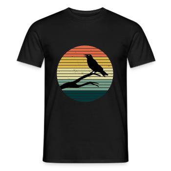 GORGEOUS HALLOWEEN RETRO BLACK RAVEN BIRD - Men's T-Shirt - black - Front - AI Model Male 178 light (178cm)