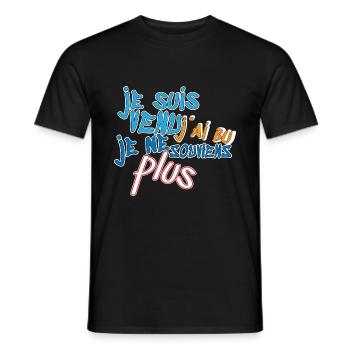 Je suis venu j'ai bu je me souviens plus - T-shirt homme - noir - Devant - AI Model Male 178 light (178cm)