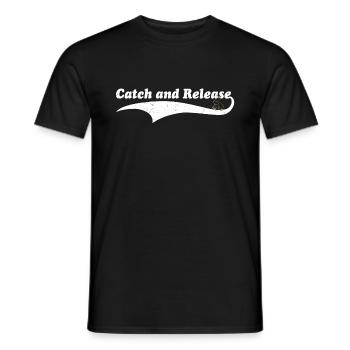 Catch and release catfish fishing - Men's T-Shirt - black - Front - AI Model Male 178 light (178cm)
