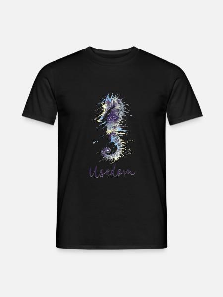USEDOM OSTSEE DESIGN MIT SEEPFERDCHEN - Männer T-Shirt - Schwarz