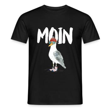 PLATTDEUTSCHER SPRUCH MIT MÖWE - Männer T-Shirt - Schwarz - Vorne - AI Model Male 178 light (178cm)