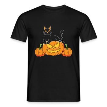 Halloween Cat Witch - Men's T-Shirt - black - Front - AI Model Male 178 light (178cm)