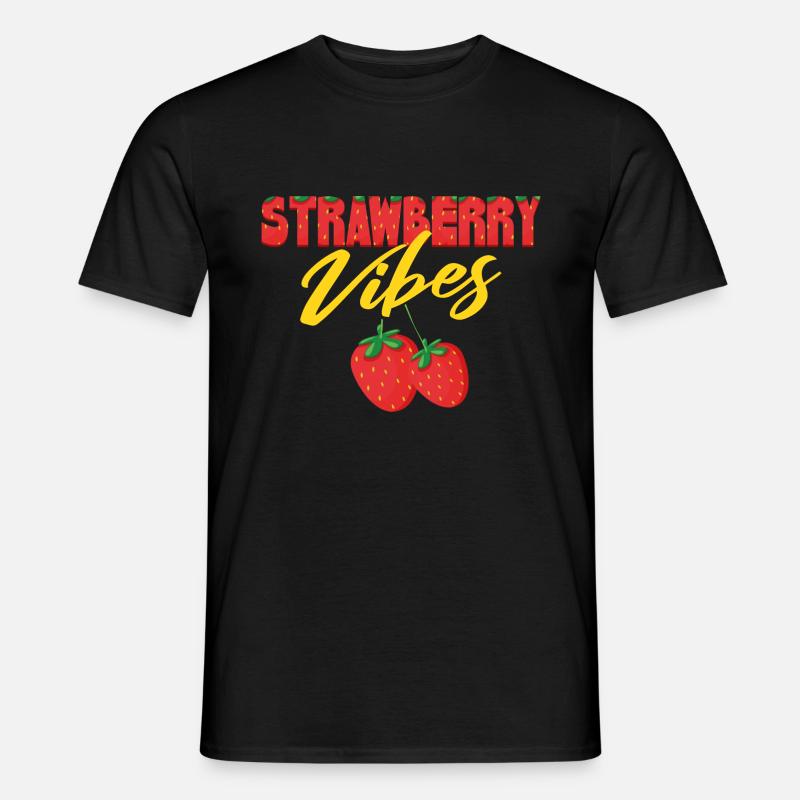 Erdbeer-Vibes - Männer T-Shirt - Schwarz