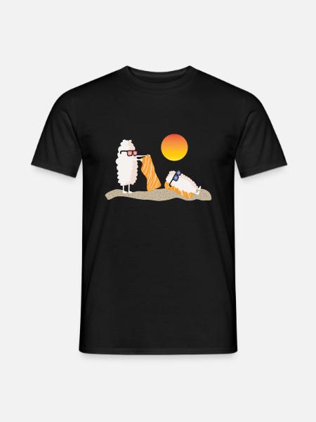 Sushi in the summer on the beach - Men's T-Shirt - black