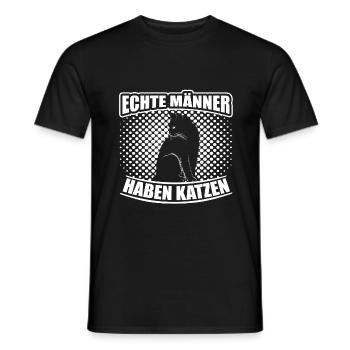 Echte Männer haben Katzen - Männer T-Shirt - Schwarz - Vorne - AI Model Male 178 light (178cm)