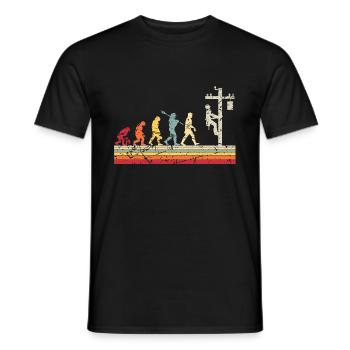 Elektriker Human Evolution Vintage Lineman - Männer T-Shirt - Schwarz - Vorne - AI Model Male 178 light (178cm)