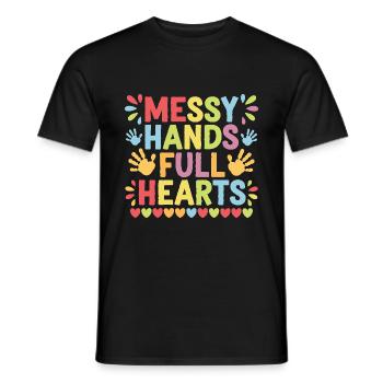 Mains en désordre Cœurs pleins Élèves de l’école - T-shirt homme - noir - Devant - AI Model Male 178 light (178cm)