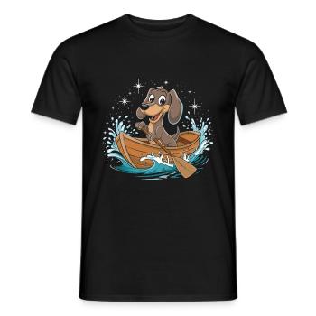 A Dachshund Boating Paddle Boat - Men's T-Shirt - black - Front - AI Model Male 178 light (178cm)