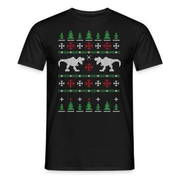 Dinosaur Dino TRex Tyrannosaurus Christmas - Men's T-Shirt - black - Front - AI Model Male 178 light (178cm)