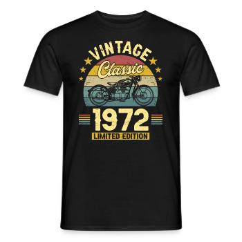 51st Anniversary 1972 Biker 51 Years Anniversary - Men's T-Shirt - black - Front - AI Model Male 178 light (178cm)