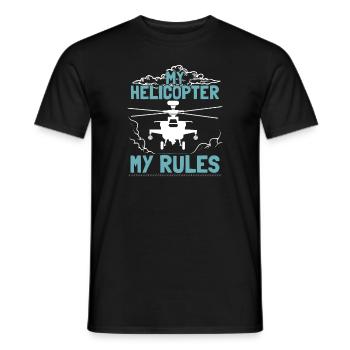 Pilote d’hélicoptère volant d’aviation - T-shirt homme - noir - Devant - AI Model Male 178 light (178cm)