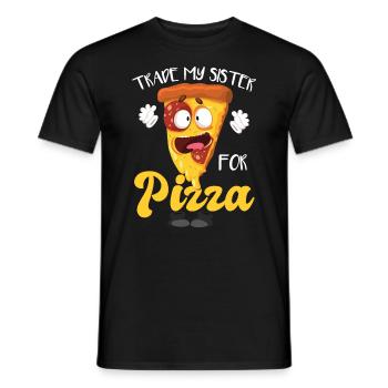 Trade My Sister For Pizza - Men's T-Shirt - black - Front - AI Model Male 178 light (178cm)
