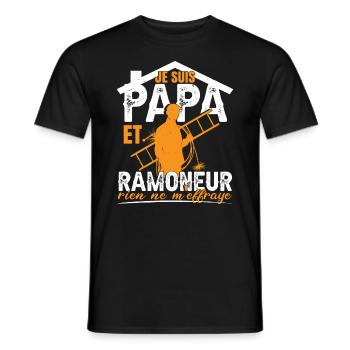 Ramonage | Homme | Cheminées | Ramoneur - T-shirt homme - noir - Devant - AI Model Male 178 light (178cm)