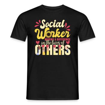 Social Worker Sunflower - Men's T-Shirt - black - Front - AI Model Male 178 light (178cm)