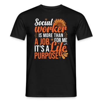 Social Worker Sunflower - Men's T-Shirt - black - Front - AI Model Male 178 light (178cm)